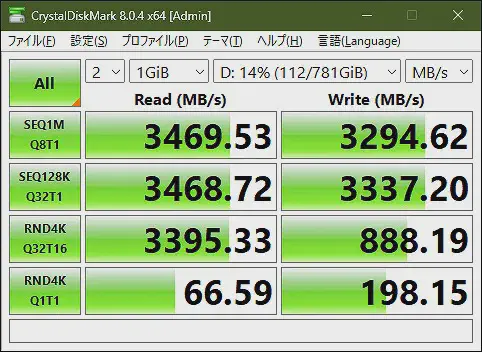 ADATA LEGEND 960 MAX ベンチ結果