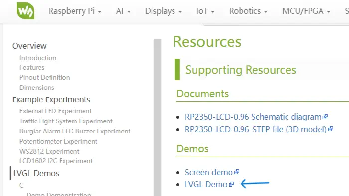 Waveshare RP2350-LCD-0.96 LVGL Demo
