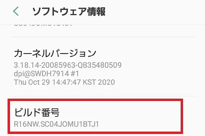 スマートフォン 開発者向けオプション有効化
